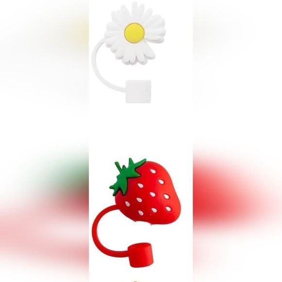 2 straw caps cover flower and strawberry - Picture 1 of 4